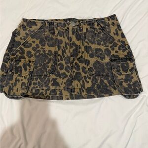 Fashion Nova Black and Tan Animal Print Mini Skirt